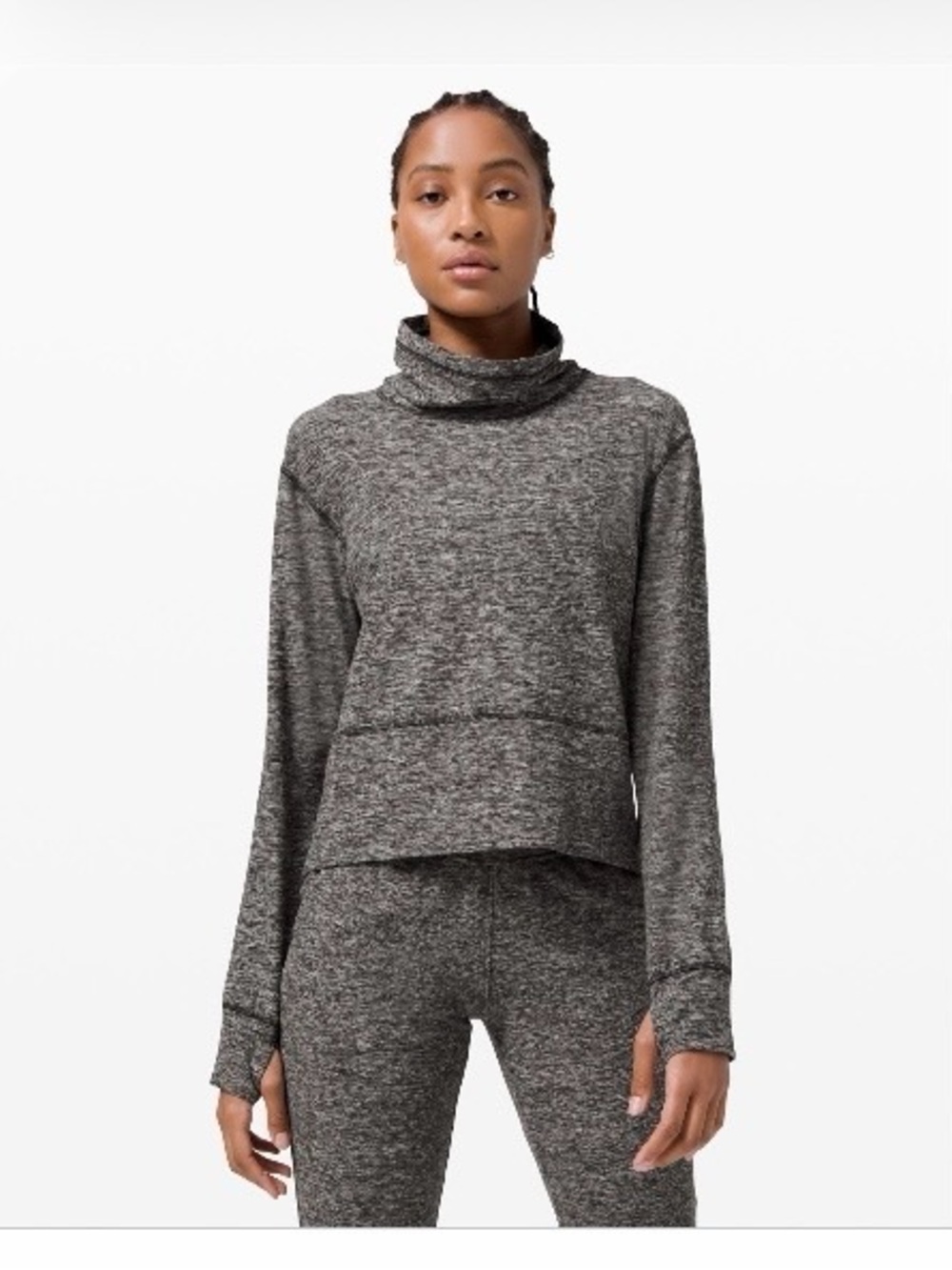 lululemon athletica Heathered Black Ready to Rulu Fleece Pullover